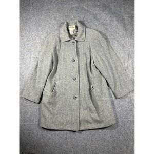 Cabin Creek Womens Grey Wool Blend Button Up Coat Size 14 Winter Classic